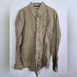 Yellow/Black Geometric Pattern Button Down Long Sleeve, Large